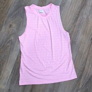 Zyia Active Pink Mesh Muscle Tank Top Perforated Performance Gym Shirt Womens L